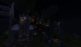 Norse statues at night