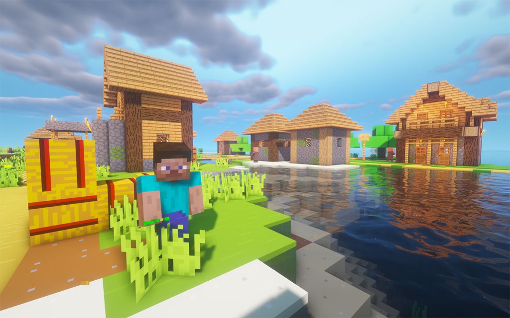 walking around a Minecraft village.