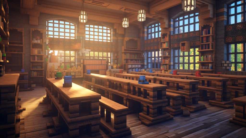 Interior of Minecraft schoolhouse